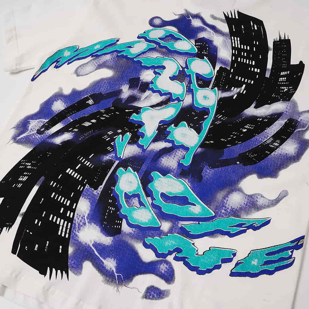 White and blue Godspeed shirt