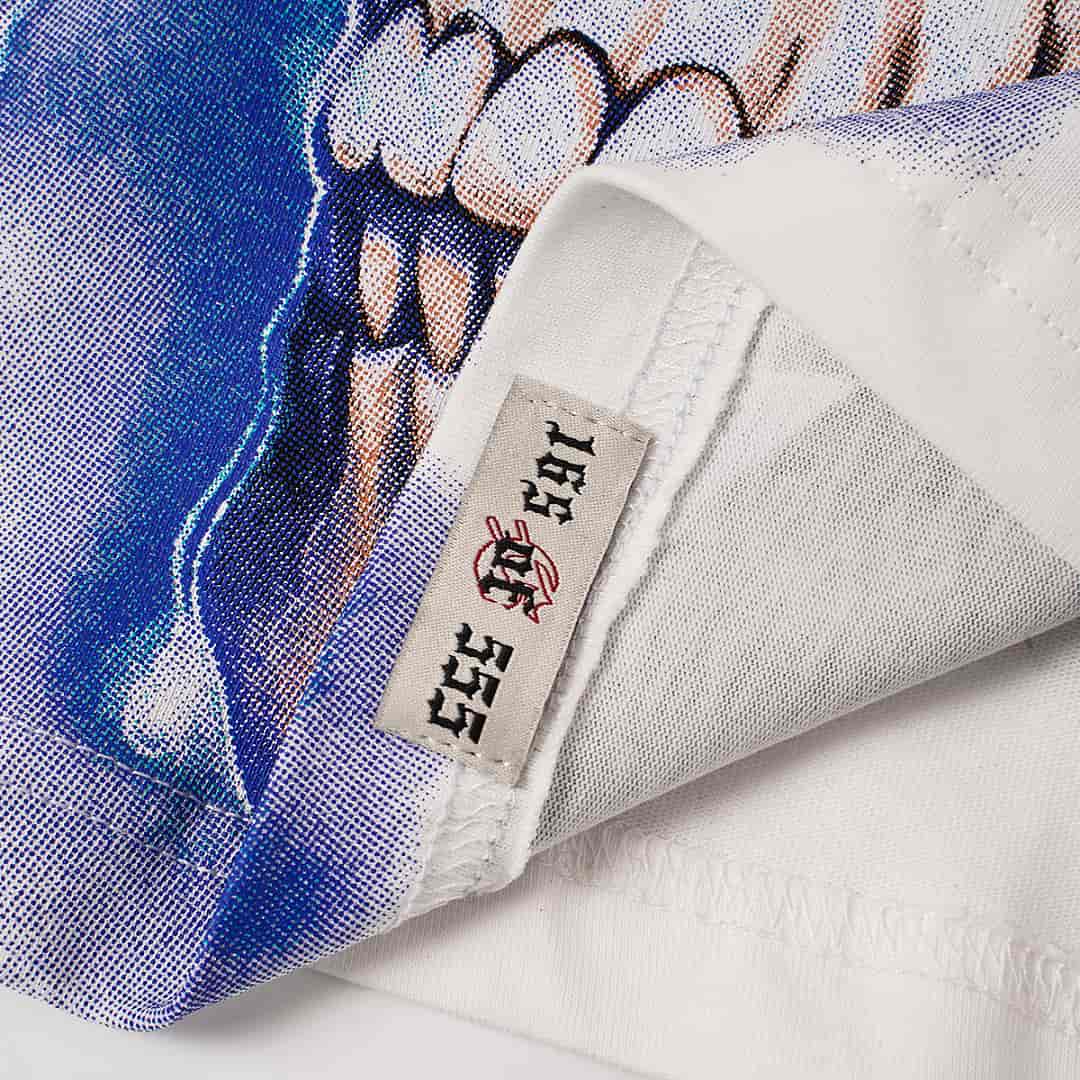 White and blue Godspeed shirt